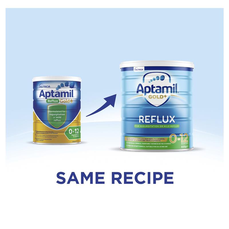 Aptamil Gold+ Reflux Baby Infant Formula Regurgitation or Mild Reflux From Birth to 12 Months 900g Aptamil Gold+ Reflux Baby Infant Formula Regurgitation or Mild Reflux From Birth to 12 Months 900g