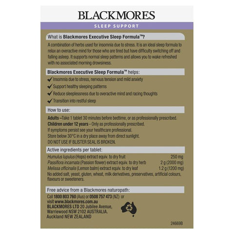 Blackmores Executive Sleep Formula 28 Tablets Blackmores Executive Sleep Formula 28 Tablets