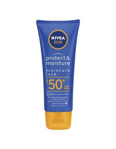 NIVEA SUN SPF50+ Protect & Moisture Moisturising Sunscreen Lotion 100mL NIVEA SUN SPF50+ Protect & Moisture Moisturising Sunscreen Lotion 100mL