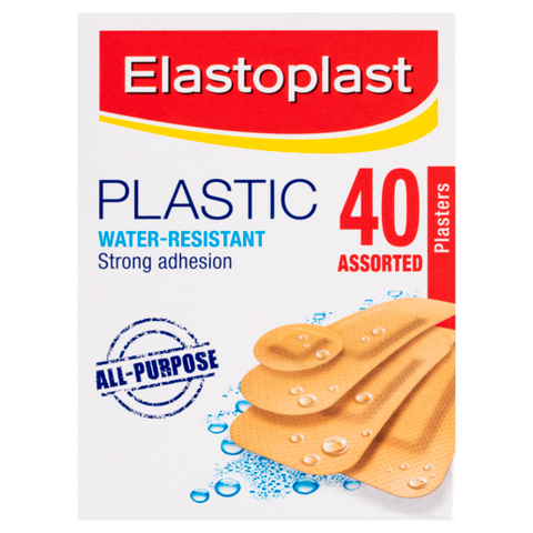 Elastoplast Plastic Water-Resistant Plasters Assorted 40 Pack Elastoplast Plastic Water-Resistant Plasters Assorted 40 Pack