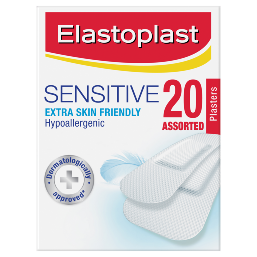 Elastoplast Sensitive Extra Skin Friendly Hypoallergenic Plasters Assorted 20 Strips
