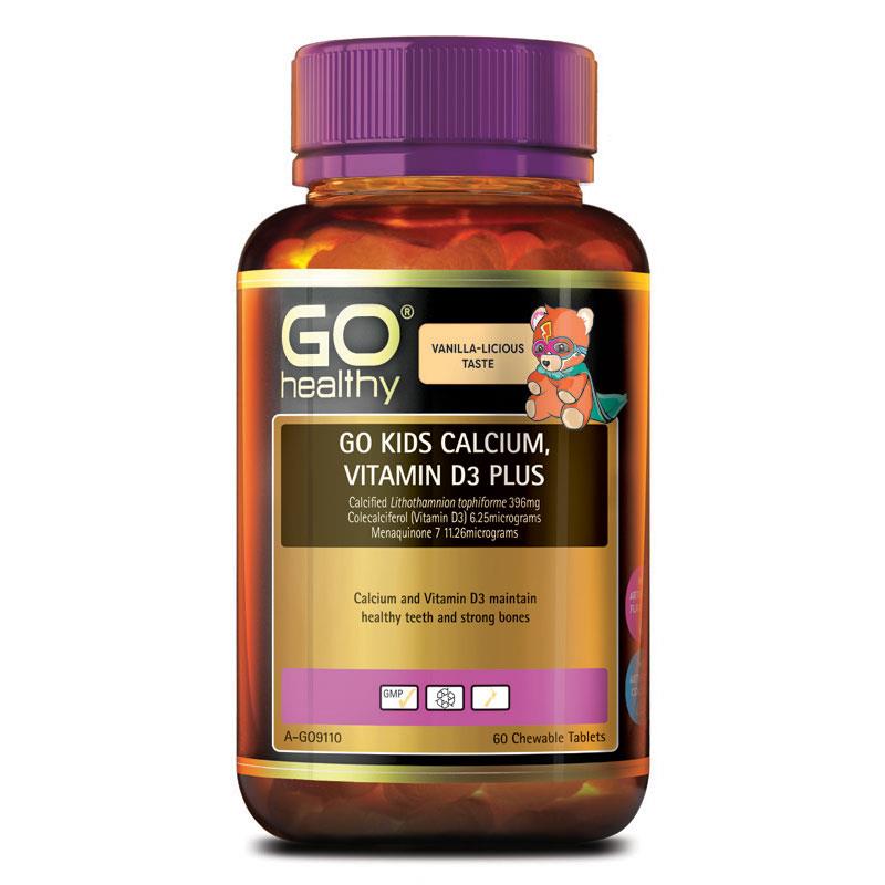 GO Healthy Kids Calcium & Vitamin D3 Plus 60 Chewable Tablets