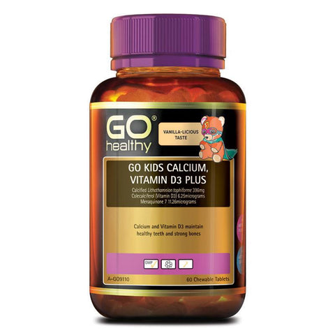 GO Healthy Kids Calcium & Vitamin D3 Plus 60 Chewable Tablets GO Healthy Kids Calcium & Vitamin D3 Plus 60 Chewable Tablets