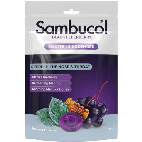 Sambucol Soothing Nose & Throat Menthol & Honey 16 Lozenges Sambucol Soothing Nose & Throat Menthol & Honey 16 Lozenges