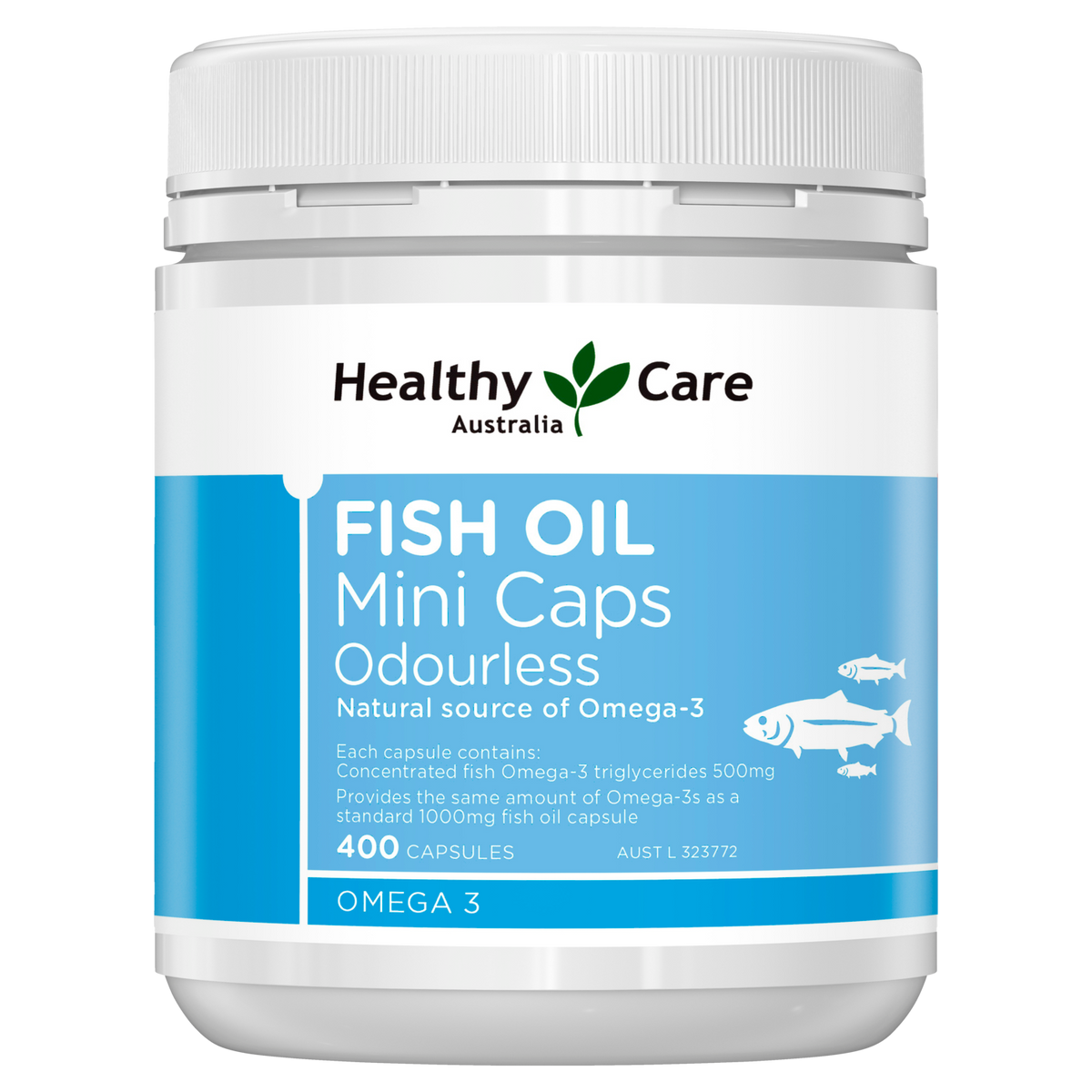 Healthy Care Fish Oil Mini Caps Odourless 400 Capsules ( expiry 11/25)