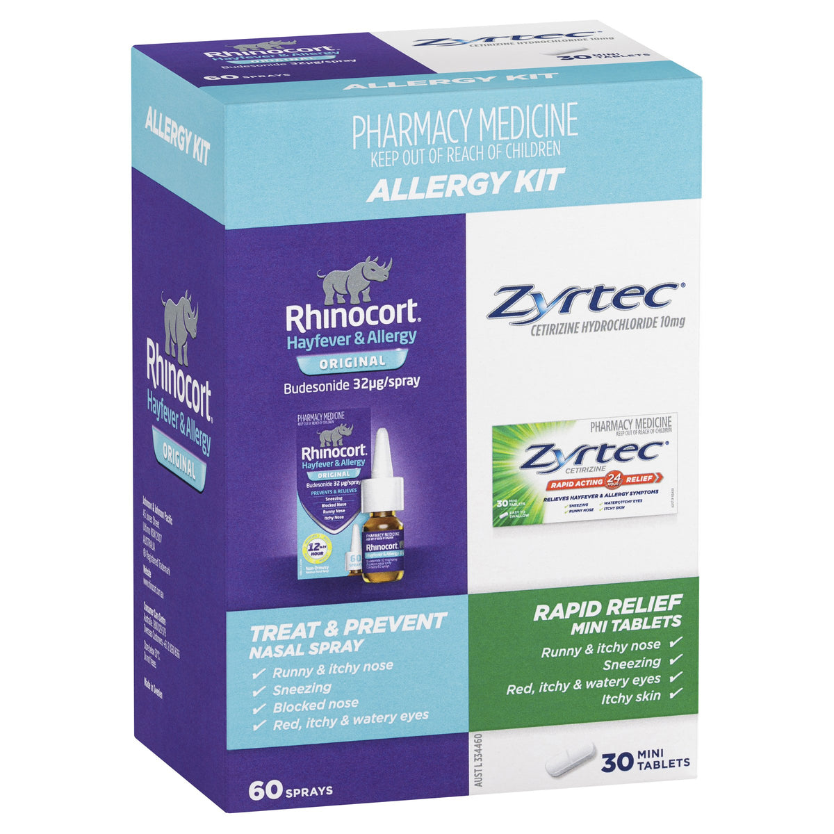 Rhinocort Nasal Spray + Zyrtec Rapid Relief Mini Tablets Allergy Kit