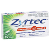 Zyrtec Allergy & Hayfever Antihistamine Tablets 30 Pack (LIMIT of ONE per ORDER)