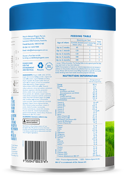 Bellamy's organic shop infant formula