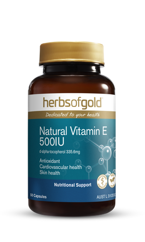 Herbs of Gold Natural Vitamin E 500IU 50 Vegetarian Capsules Herbs of Gold Natural Vitamin E 500IU 50 Vegetarian Capsules