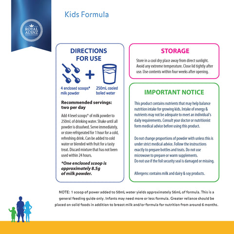 Royal AUSNZ Kids Formula From 3+ Years Vanilla Flavour 900g Royal AUSNZ Kids Formula From 3+ Years Vanilla Flavour 900g