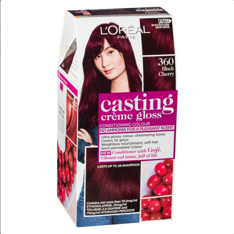 L'Oreal Paris Casting Creme Gloss Semi-Permanent Hair Colour - 360 Black Cherry (Ammonia Free) L'Oreal Paris Casting Creme Gloss Semi-Permanent Hair Colour - 360 Black Cherry (Ammonia Free)