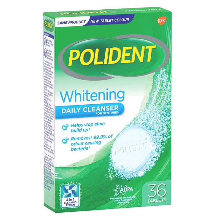 Polident Denture Cleanser Whitening 36 Tablets