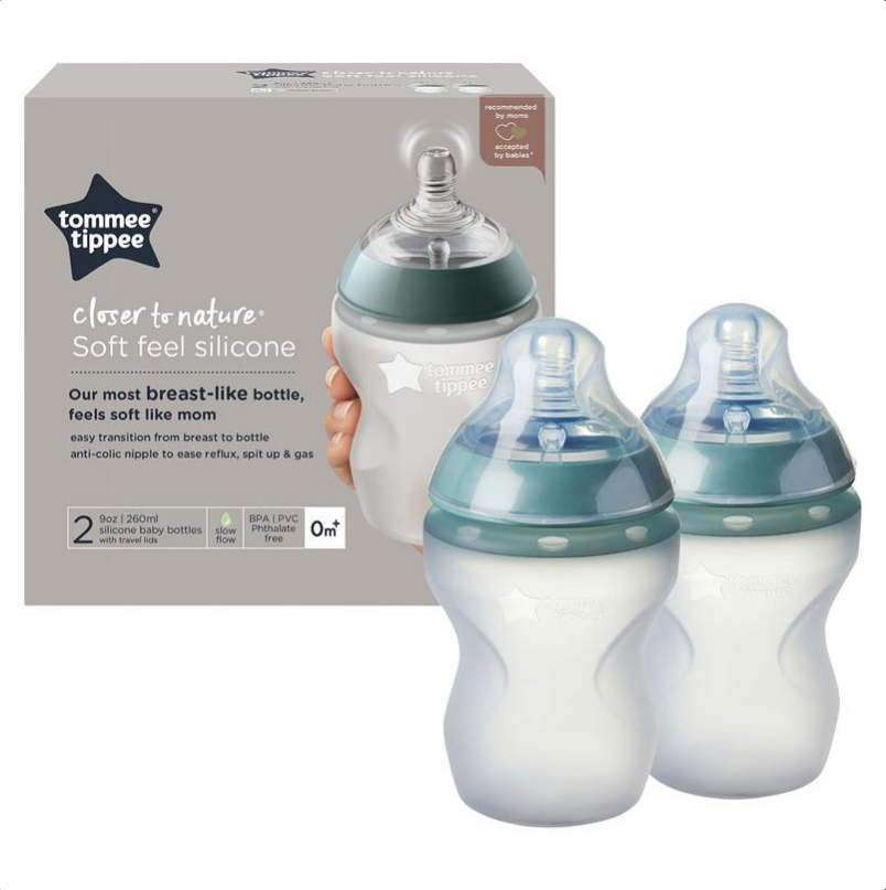 Tommee Tippee Closer to Nature Baby Bottle 340ml Medium Flow Teat 2 Pack