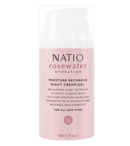 Natio Rosewater Hydration Moisture Recharge Night Cream-Gel 80mL Natio Rosewater Hydration Moisture Recharge Night Cream-Gel 80mL