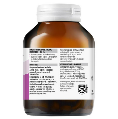 Blackmores Evening Primrose Oil + Fish Oil 1000mg 100 Capsules Blackmores Evening Primrose Oil + Fish Oil 1000mg 100 Capsules