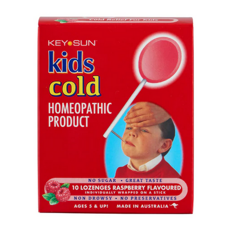 Key Sun Kids Cold Raspberry Flavoured 10 Lozenges Key Sun Kids Cold Raspberry Flavoured 10 Lozenges
