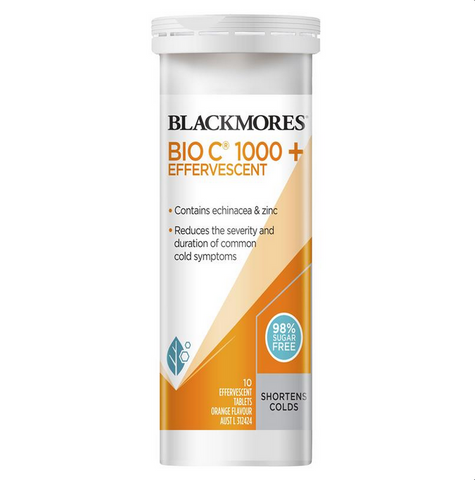 Blackmores Bio C 1000mg Echinacea + Zinc Vitamin C Effervescent 10 Tablets Blackmores Bio C 1000mg Echinacea + Zinc Vitamin C Effervescent 10 Tablets