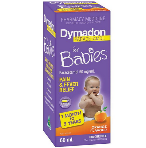 Dymadon Paracetamol for Babies Orange 1 month - 2 years 60mL (Limit ONE per Order) Dymadon Paracetamol for Babies Orange 1 month - 2 years 60mL (Limit ONE per Order)
