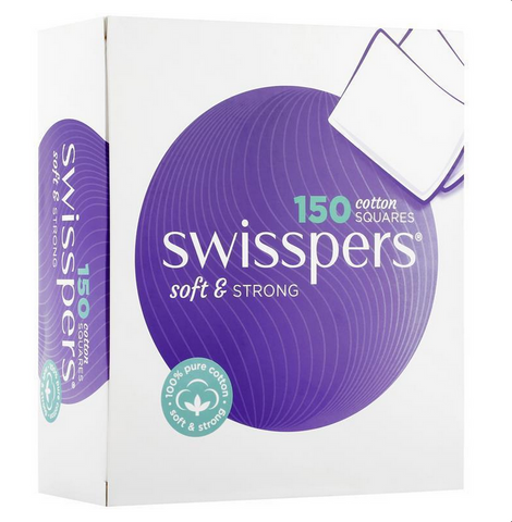 Swisspers Cotton Square Pads 150 Pack Swisspers Cotton Square Pads 150 Pack