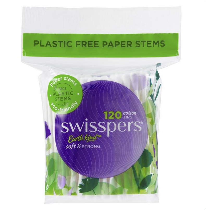 Swisspers Paper Stems Cotton Tips 120 Pack