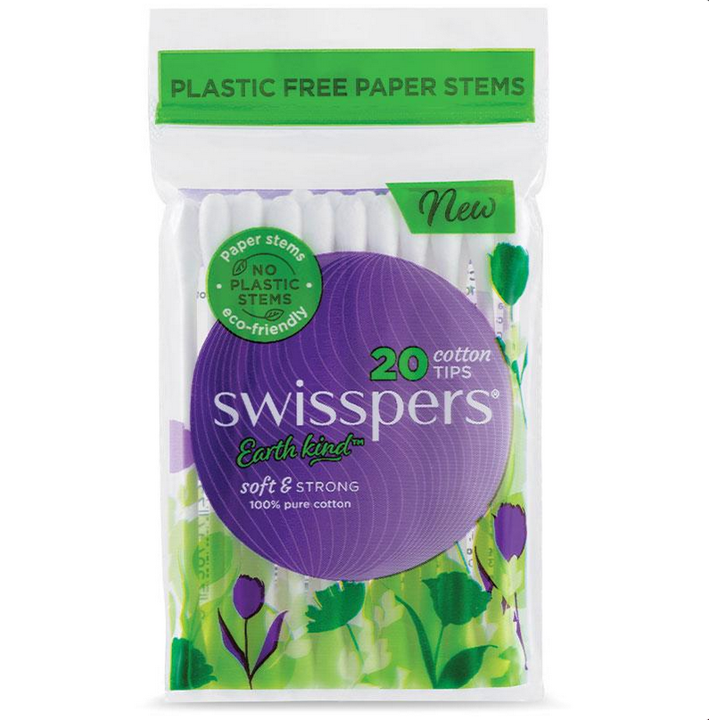 Swisspers Earth Kind Cotton Tips With Paper Stems 20 Pack
