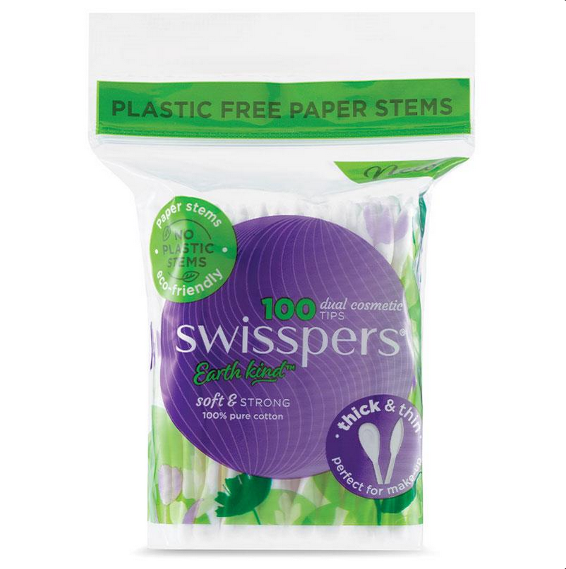 Swisspers Earth Kind Cosmetic Cotton Tips With Paper Stems 100 Pack