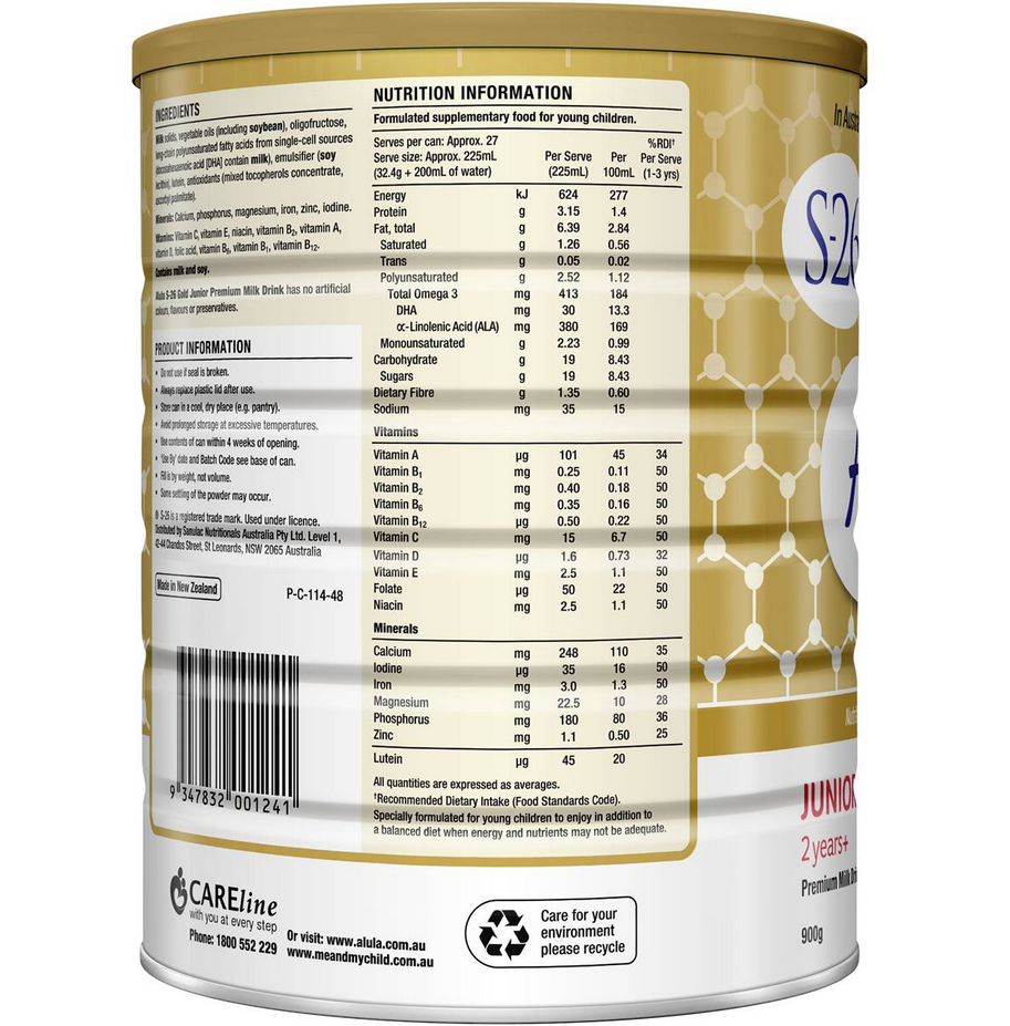 S26 Alula Gold 4 Junior 2 Year+ 900g S26 Alula Gold 4 Junior 2 Year+ 900g