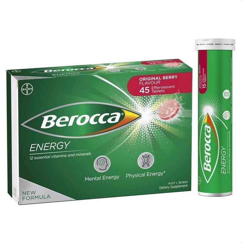 Berocca Energy Vitamin B & C Original Berry Flavour Effervescent Tablets 45 Pack
