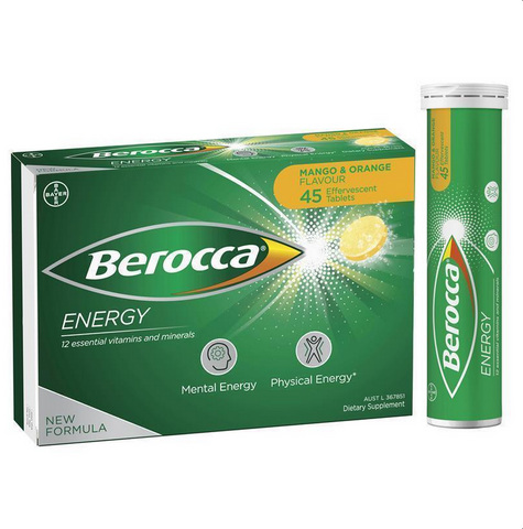 Berocca Energy Vitamin B & C Mango & Orange Flavour Effervescent Tablets 45 Pack Berocca Energy Vitamin B & C Mango & Orange Flavour Effervescent Tablets 45 Pack
