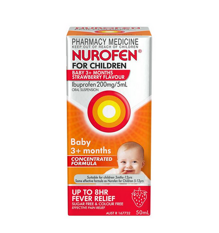 Nurofen For Children Baby 3+ Months Pain and Fever Relief Concentrated Liquid 200mg/5ml Ibuprofen Strawberry 50mL (Limit ONE per Order) Nurofen For Children Baby 3+ Months Pain and Fever Relief Concentrated Liquid 200mg/5ml Ibuprofen Strawberry 50mL (Limit ONE per Order)