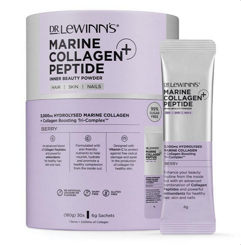 Dr LeWinn's Marine Collagen Peptide+ Inner Beauty Berry Flavour Powder 30 x 6g Sachets Dr LeWinn's Marine Collagen Peptide+ Inner Beauty Berry Flavour Powder 30 x 6g Sachets