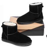 UGG Leather Boots Women Classic Short - Black