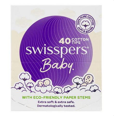 Swisspers Baby Cotton Tips Paper Stems 40 Swisspers Baby Cotton Tips Paper Stems 40