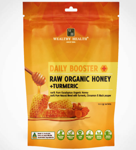 Wealthy Health Daily Booster Raw Organic Honey + Turmeric 5g x 12 Sachets Wealthy Health Daily Booster Raw Organic Honey + Turmeric 5g x 12 Sachets