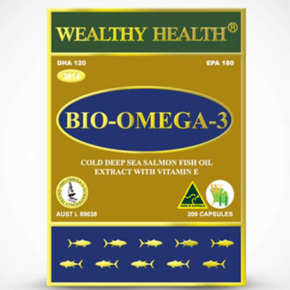 Wealthy Health BIO OMEGA 3 Salmon Fish Oil With Vitamin E 200 Capsules Wealthy Health BIO OMEGA 3 Salmon Fish Oil With Vitamin E 200 Capsules