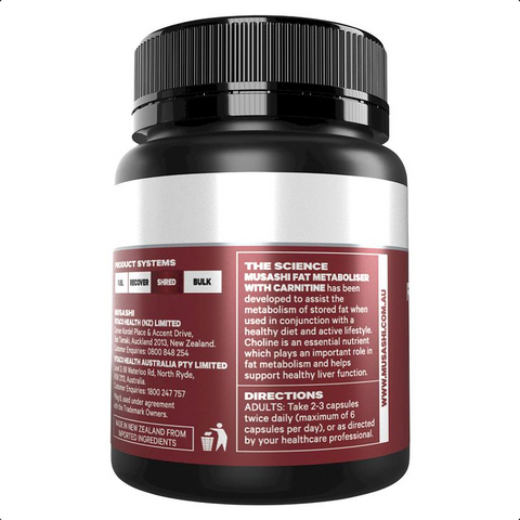Musashi Fat Metaboliser + Carnitine 60 Capsules Musashi Fat Metaboliser + Carnitine 60 Capsules