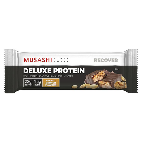 Musashi Deluxe Protein Bar Peanut Crunch 6 x 60g - Pack of 6 Musashi Deluxe Protein Bar Peanut Crunch 6 x 60g - Pack of 6