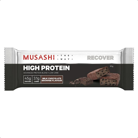 Musashi High Protein Bar Milk Chocolate Brownie 6 x 90g - Pack of 6 Musashi High Protein Bar Milk Chocolate Brownie 6 x 90g - Pack of 6