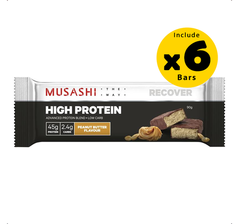 Musashi High Protein Bar Peanut Butter 6 x 90g - Pack of 6 Musashi High Protein Bar Peanut Butter 6 x 90g - Pack of 6
