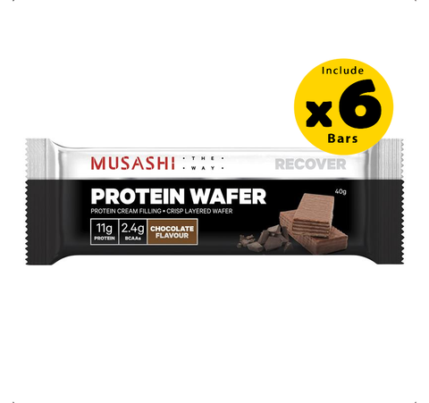 Musashi Protein Wafter Chocolate 6 x 40g - Pack of 6 Musashi Protein Wafter Chocolate 6 x 40g - Pack of 6