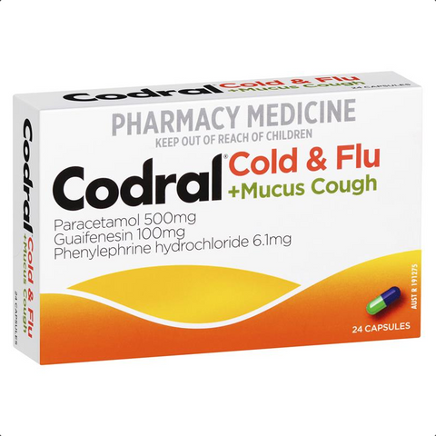 Codral Cold & Flu + Mucus Cough 24 Capsules (Limit ONE per Order)