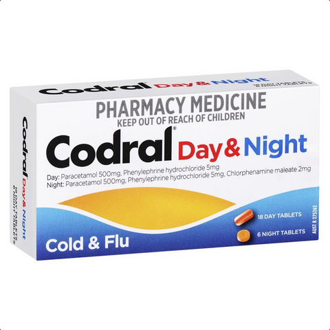 Codral PE Cold & Flu Day & Night Tablets 24 Pack (Codeine-Free) (Limit ONE per Order)