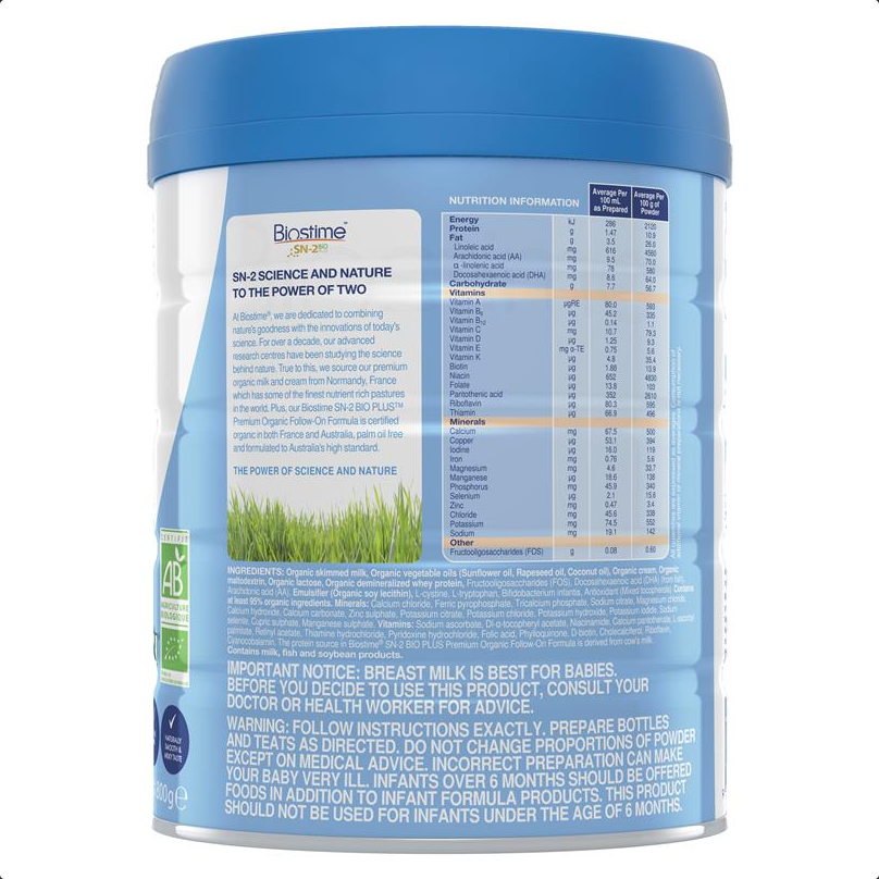 Biostime SN 2 Bio Plus Premium Organic Follow On Formula Stage 2