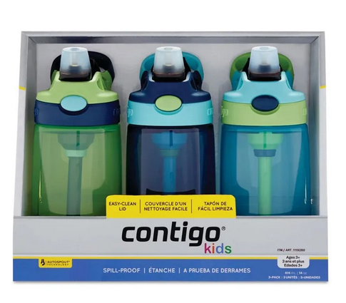 Contigo Kid's Water Bottle with AUTOSPOUT, 3-pack