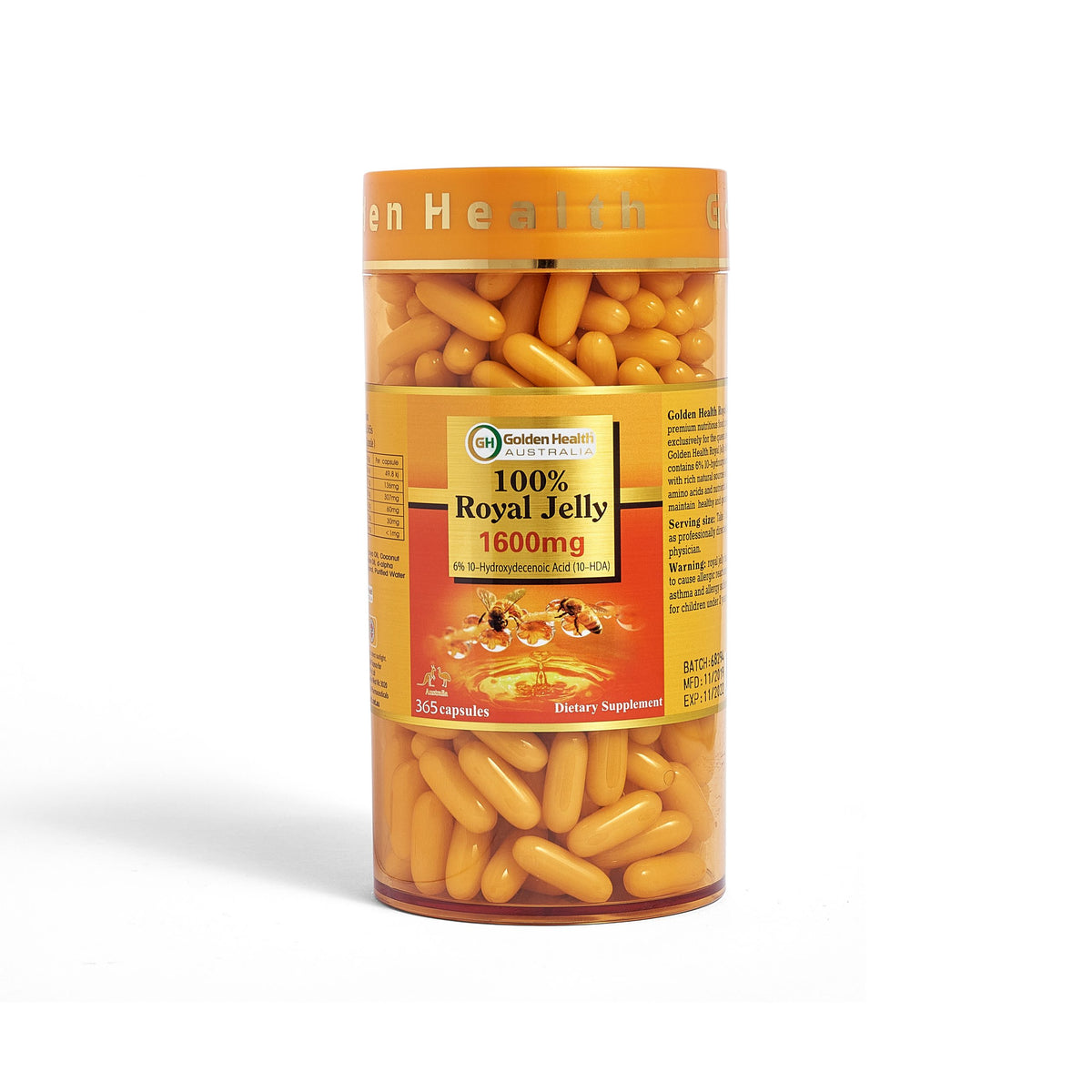 Golden Health Royal Jelly 1600mg 6% 10 HDA 365 Capsules