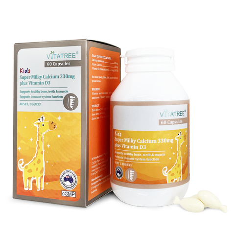 VITATREE Kids Super Milky Calcium 330mg plus Vitamin D3 60 Capsules VITATREE Kids Super Milky Calcium 330mg plus Vitamin D3 60 Capsules