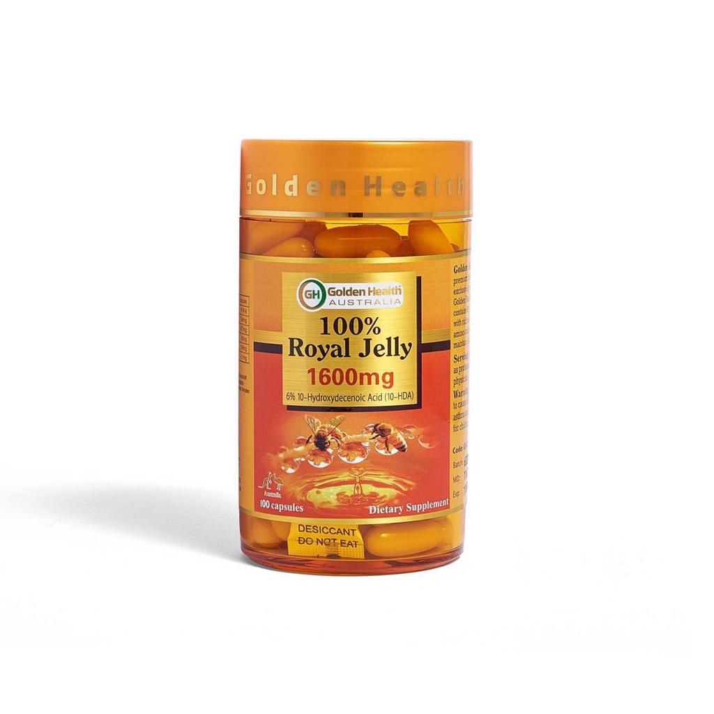 Golden Health Royal Jelly 1600mg 6% 10 HDA 100 Capsules (Expiry 02/2026)