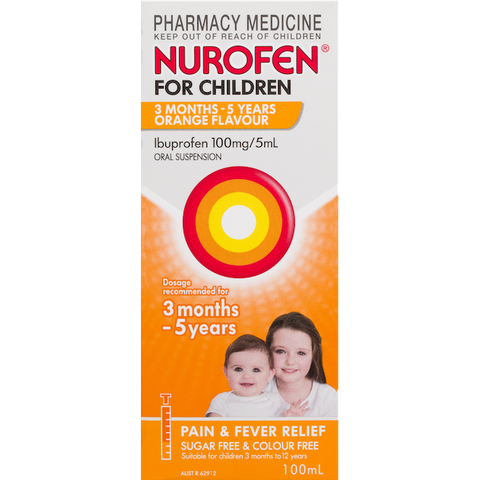 Nurofen For Children 3 Months - 5 Years Ibuprofen 100mg/5mL Orange 100mL (Limit ONE per Order) Nurofen For Children 3 Months - 5 Years Ibuprofen 100mg/5mL Orange 100mL (Limit ONE per Order)