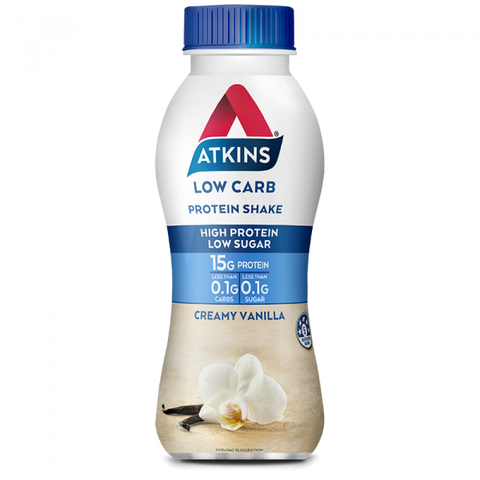 Atkins Low Carb Protein Shake Creamy Vanilla RTD 330mL Atkins Low Carb Protein Shake Creamy Vanilla RTD 330mL