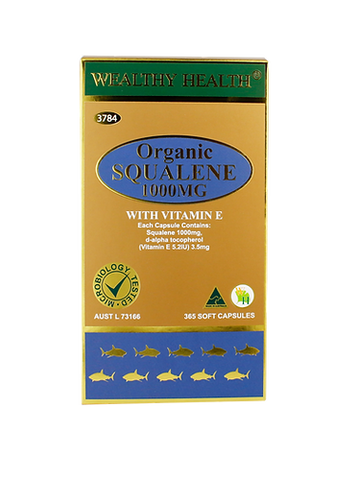 Wealthy Health Organic Squalene 1000mg with Vitamin E 365 Capsules Wealthy Health Organic Squalene 1000mg with Vitamin E 365 Capsules